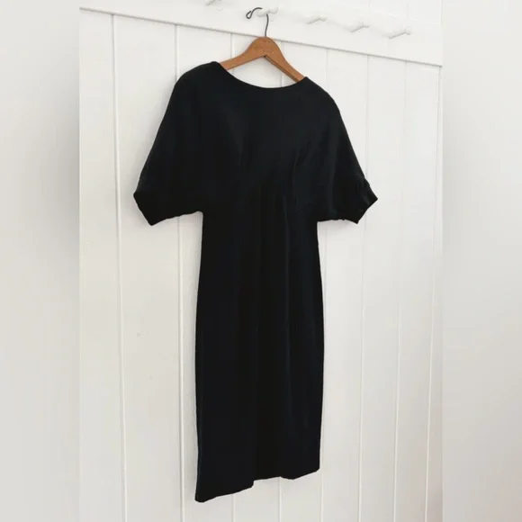 Vintage 1960s Teal Traina Dress Black Mod Unique Collectible Minimal Monochrome - Picture 3 of 16